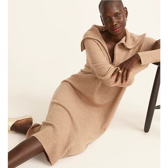48. J.Crew Half-zip sweater-dress in Supersoft yarn - Picture 1 of 7